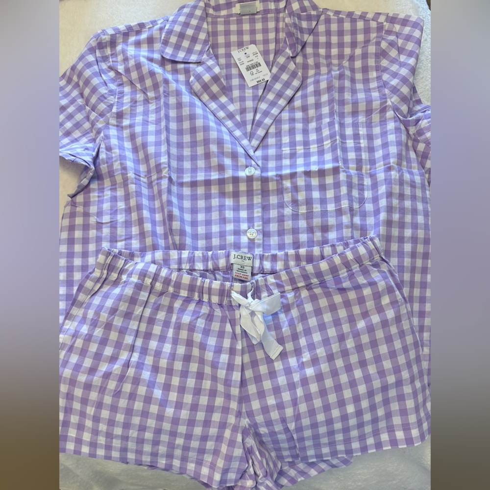 Jcrew Lavender Gingham Pajama Set